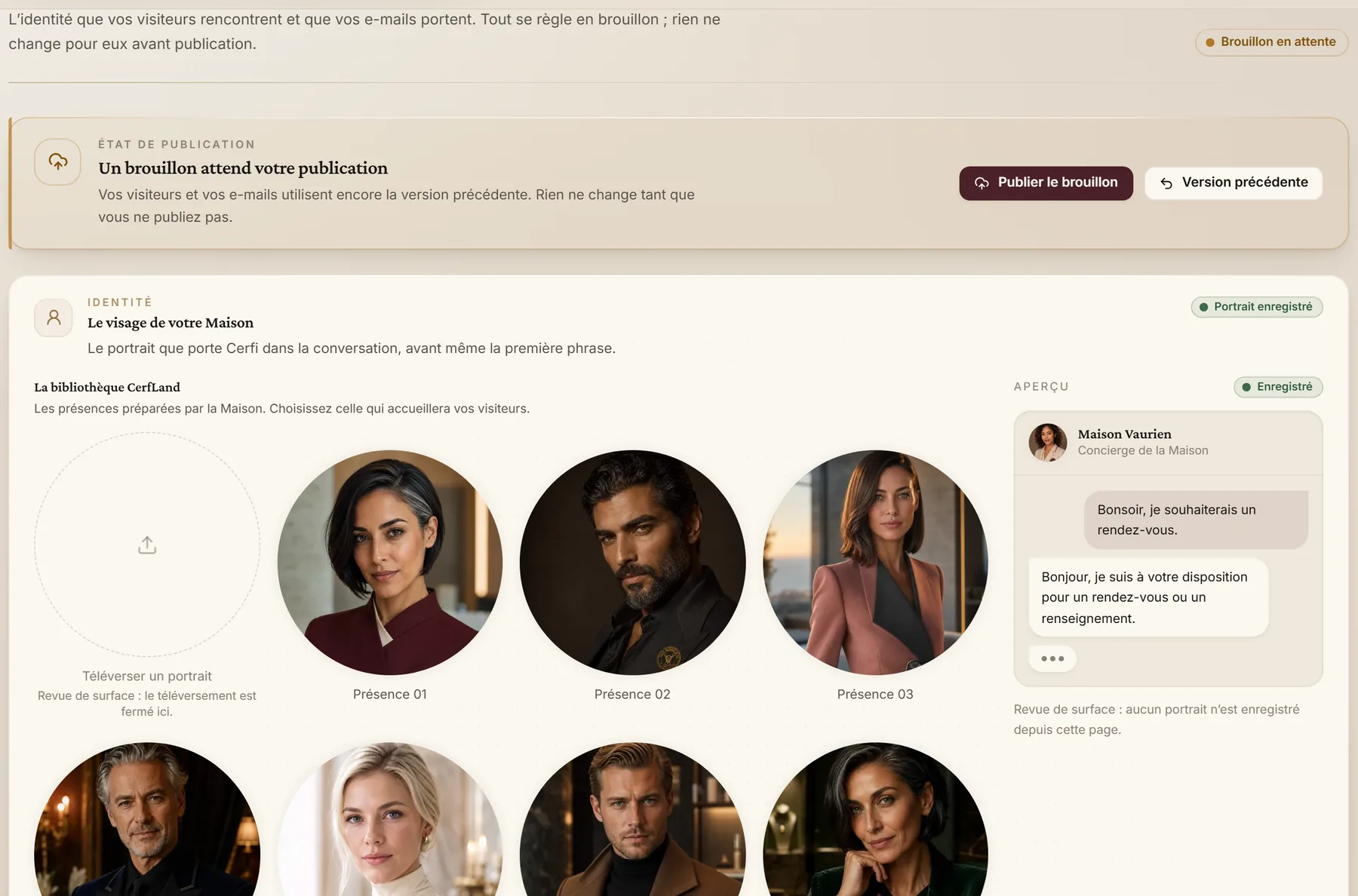 The house configuration in the dashboard — identity, channels, languages.